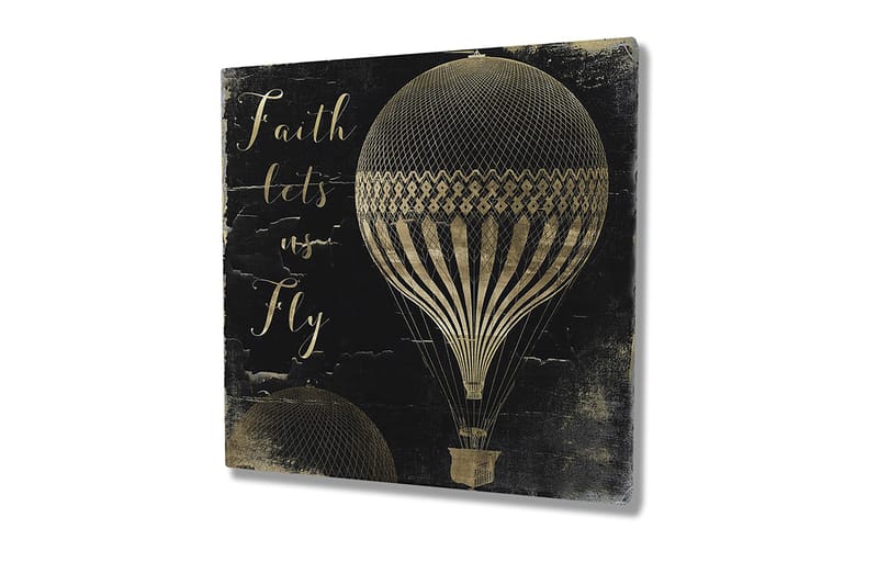 Canvastavla 45x45 cm - Luftballonger i vintage-stil med inspirerande text - Svart / Guld - Inredning & dekor - Tavlor & konst - Canvastavla