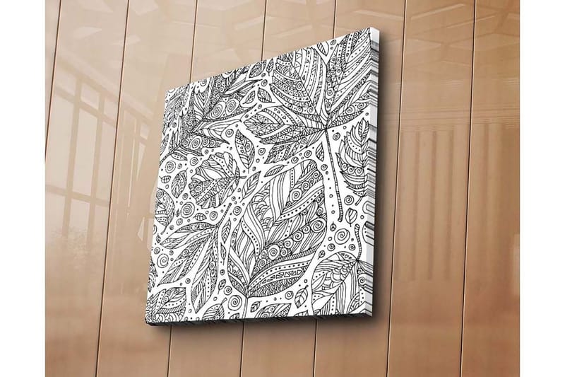Canvastavla 45x45 cm - Mönster av detaljerade blad och spiraler - Svart / Vitt - Inredning & dekor - Tavlor & konst - Canvastavla