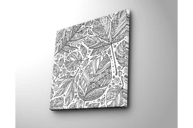 Canvastavla 45x45 cm - Mönster av detaljerade blad och spiraler - Svart / Vitt - Inredning & dekor - Tavlor & konst - Canvastavla