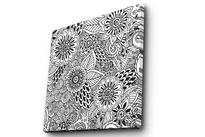 Canvastavla 45x45 cm - Mönstrad komposition av blommor och blad - Svart / Vitt - Inredning & dekor - Tavlor & konst - Canvastavla