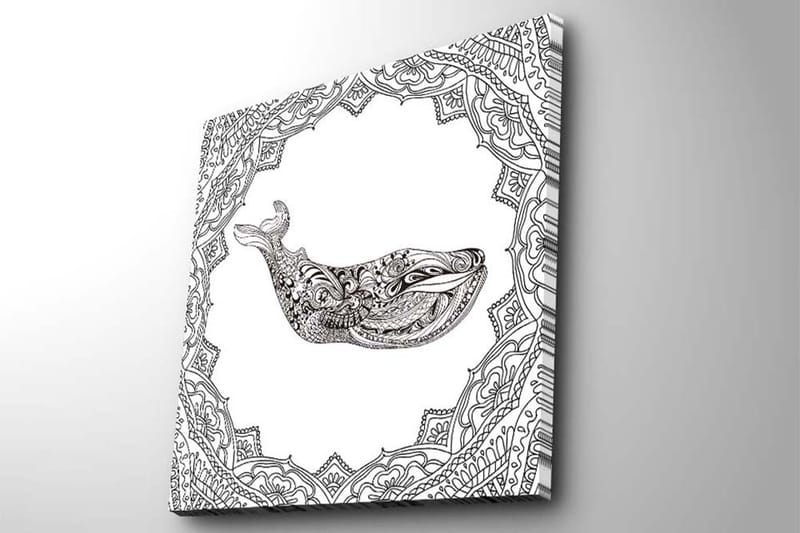 Canvastavla 45x45 cm - Ornamental val med detaljerad mönstring - Svart / Vitt - Inredning & dekor - Tavlor & konst - Canvastavla