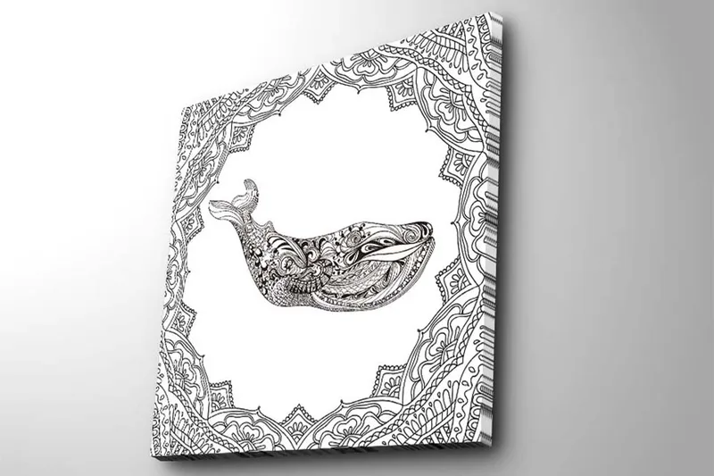 Canvastavla 45x45 cm - Ornamental val med detaljerad mönstring - Svart / Vitt - Inredning & dekor - Tavlor & konst - Canvastavla