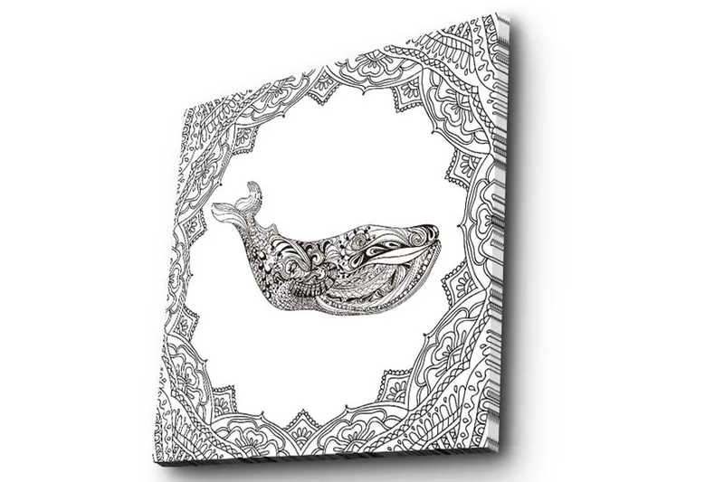 Canvastavla 45x45 cm - Ornamental val med detaljerad mönstring - Svart / Vitt - Inredning & dekor - Tavlor & konst - Canvastavla