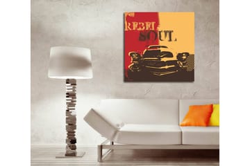 Canvastavla 45x45 cm - Retro bil med texten REBEL SOUL i en färgglad komposition - Röd / Gul / Svart - Inredning & dekor - Tavlor & konst - Canvastavla