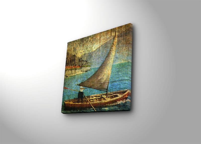 Canvastavla 45x45 cm - Segelbåt på lugnt vatten - Blå / Brun / Beige - Inredning & dekor - Tavlor & konst - Canvastavla