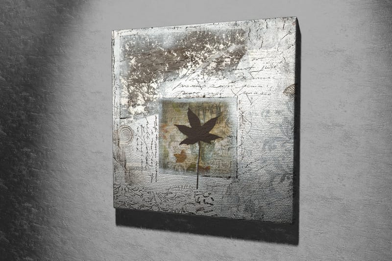 Canvastavla 45x45 cm - Silhuett av ett löv mot en abstrakt bakgrund - Svart / Blå / Grön - Inredning & dekor - Tavlor & konst - Canvastavla