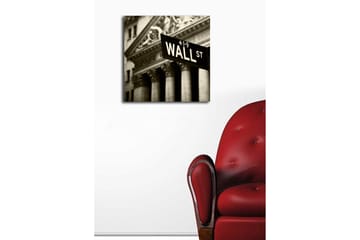 Canvastavla 45x45 cm - Skylt med texten WALL ST i fokus - Svart / Vitt / Grått - Inredning & dekor - Tavlor & konst - Canvastavla