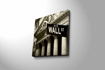 Canvastavla 45x45 cm - Skylt med texten WALL ST i fokus - Svart / Vitt / Grått - Inredning & dekor - Tavlor & konst - Canvastavla