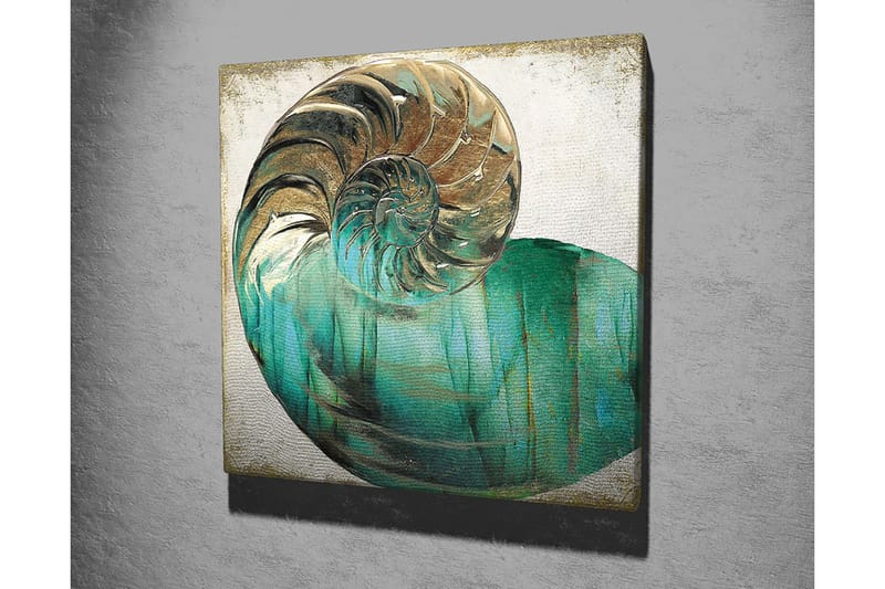 Canvastavla 45x45 cm - Snäcka med spiralformad struktur och turkosa nyanser - Turkos / Guld / Vit - Inredning & dekor - Tavlor & konst - Canvastavla