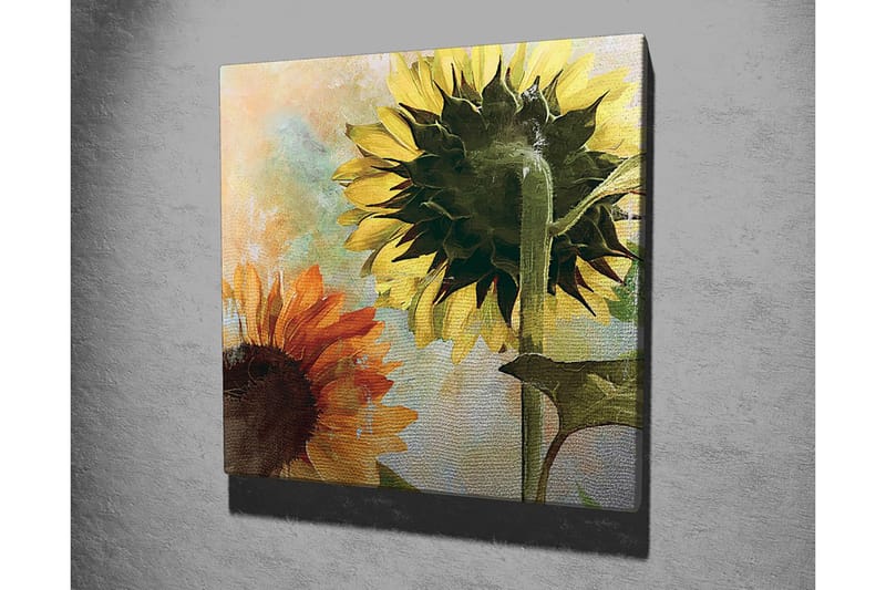 Canvastavla 45x45 cm - Solrosor i livfulla färger - Gult / Orange / Grönt - Inredning & dekor - Tavlor & konst - Canvastavla