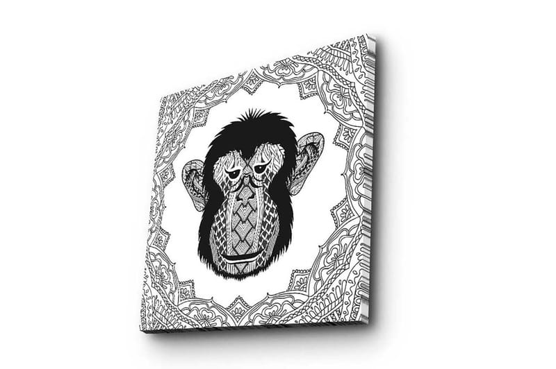 Canvastavla 45x45 cm - Stiliserad apa med detaljerad mönstring - Svart / Vitt - Inredning & dekor - Tavlor & konst - Canvastavla