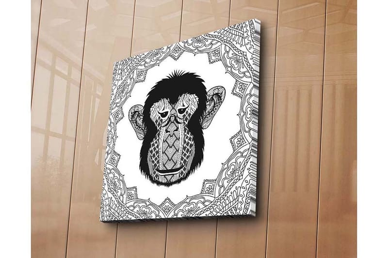 Canvastavla 45x45 cm - Stiliserad apa med detaljerad mönstring - Svart / Vitt - Inredning & dekor - Tavlor & konst - Canvastavla