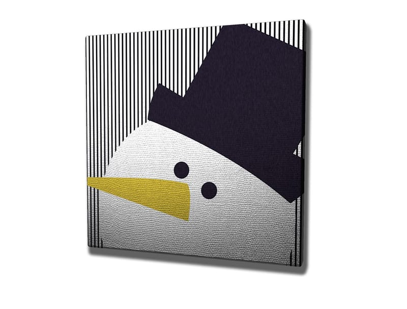 Canvastavla 45x45 cm - Stiliserad snögubbe med hatt och gul näbb - Svart / Vitt / Gult - Inredning & dekor - Tavlor & konst - Canvastavla