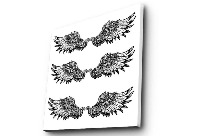 Canvastavla 45x45 cm - Stiliserade fågelvingar i symmetrisk arrangemang - Svart / Vitt - Inredning & dekor - Tavlor & konst - Canvastavla