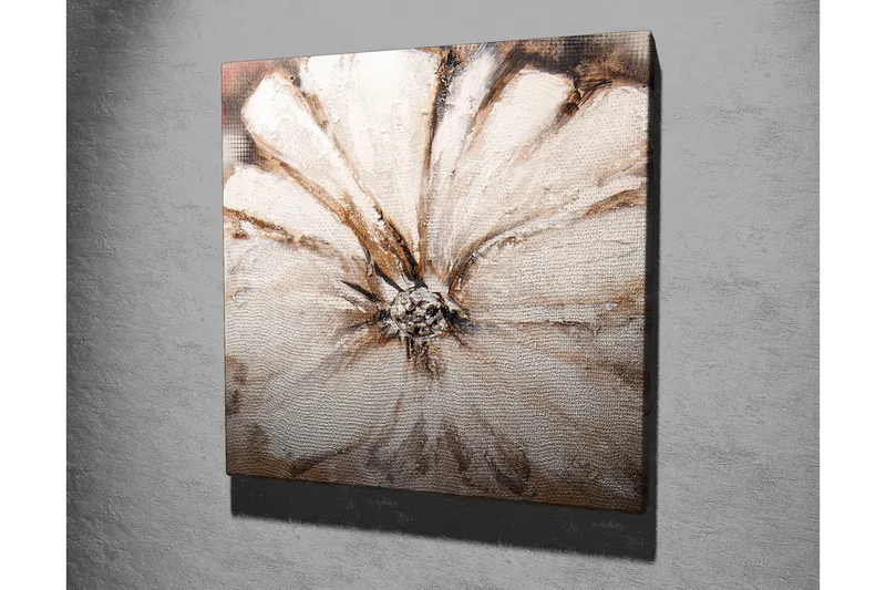 Canvastavla 45x45 cm - Storslagen blomma i mjuka, neutrala toner - Vit / Beige / Brun - Inredning & dekor - Tavlor & konst - Canvastavla