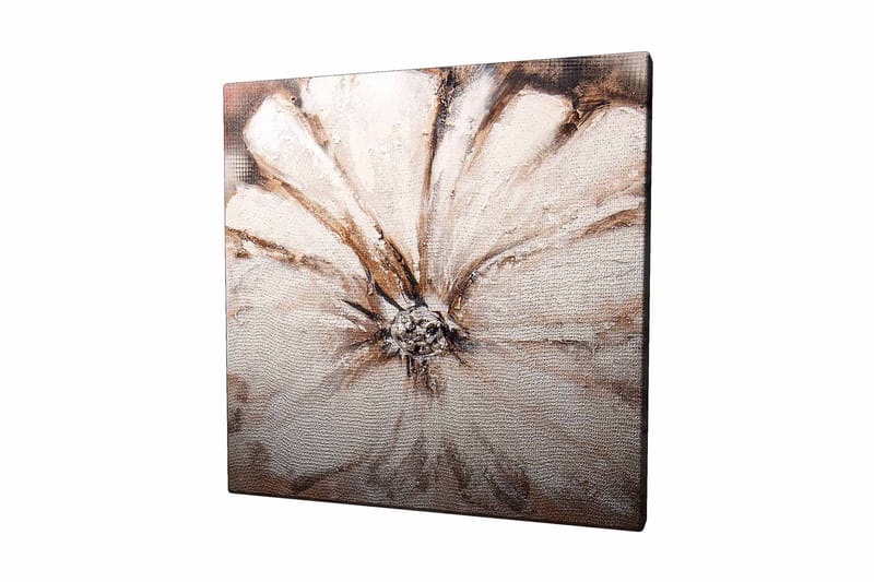 Canvastavla 45x45 cm - Storslagen blomma i mjuka, neutrala toner, Vit / Beige / Brun