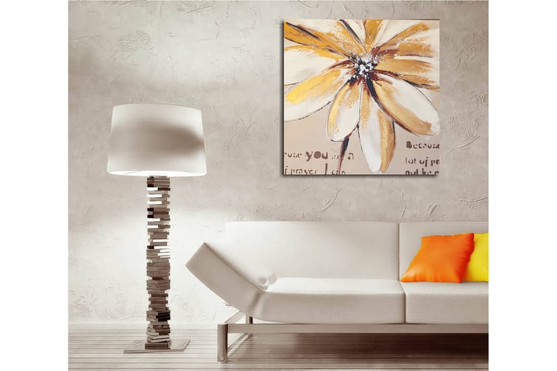 Canvastavla 45x45 cm - Storslagen blomma med gula och beigea toner - Gult / Beige / Brunt - Inredning & dekor - Tavlor & konst - Canvastavla