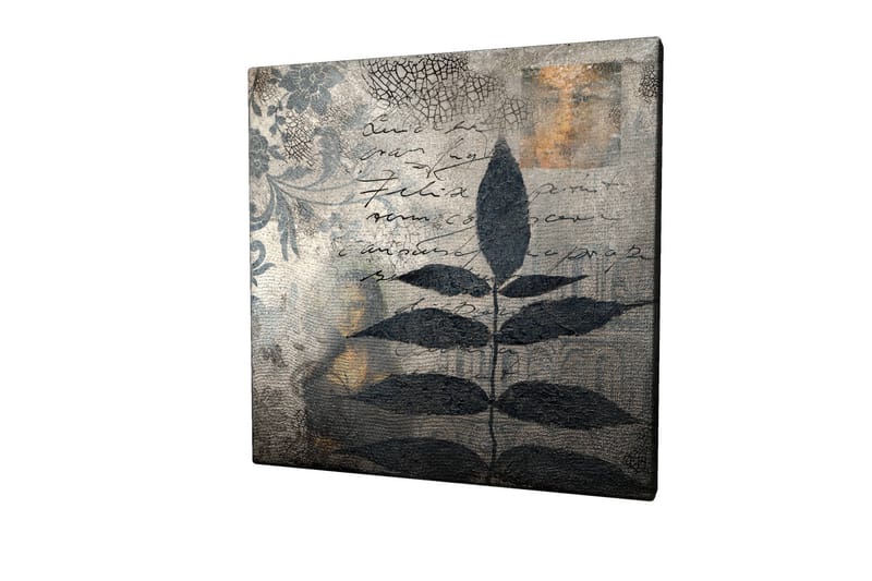 Canvastavla 45x45 cm - Svart bladverk mot en abstrakt bakgrund - Svart / Grå / Beige - Inredning & dekor - Tavlor & konst - Canvastavla