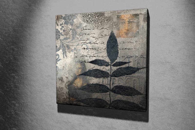 Canvastavla 45x45 cm - Svart bladverk mot en abstrakt bakgrund - Svart / Grå / Beige - Inredning & dekor - Tavlor & konst - Canvastavla