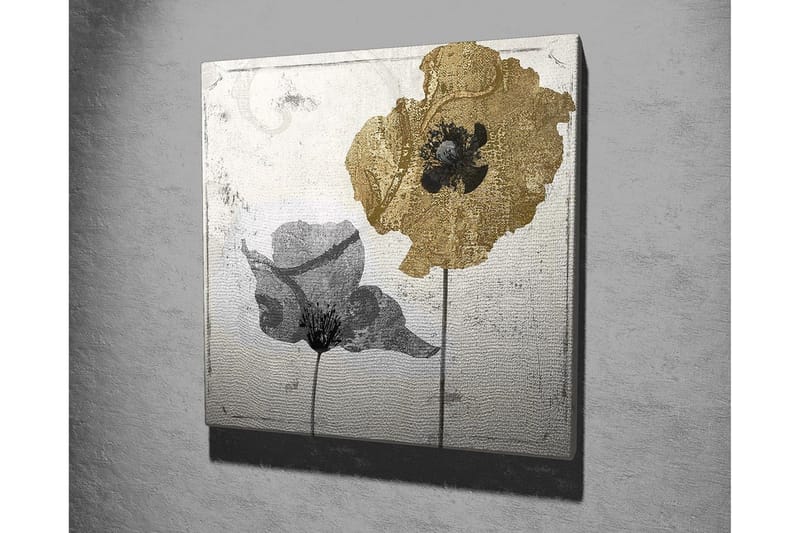 Canvastavla 45x45 cm - Svart och guld blomma i abstrakt stil - Guld / Svart - Inredning & dekor - Tavlor & konst - Canvastavla