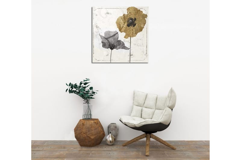 Canvastavla 45x45 cm - Svart och guld blomma i abstrakt stil - Guld / Svart - Inredning & dekor - Tavlor & konst - Canvastavla