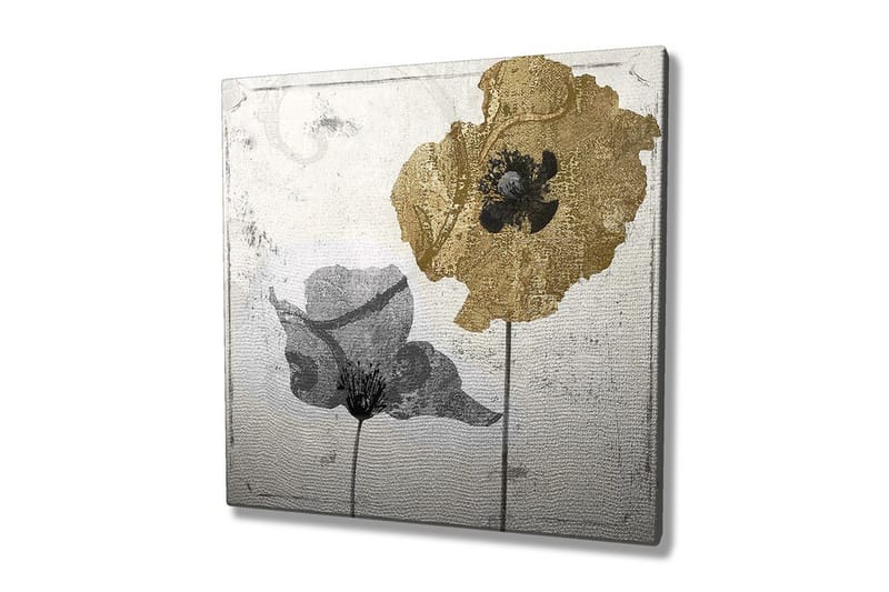Canvastavla 45x45 cm - Svart och guld blomma i abstrakt stil, Guld / Svart