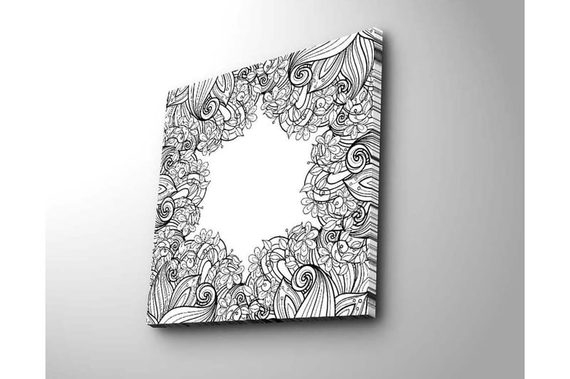 Canvastavla 45x45 cm - Svartvitt mönster av blommor och snirklar - Svart / Vitt - Inredning & dekor - Tavlor & konst - Canvastavla