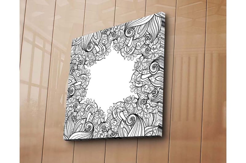 Canvastavla 45x45 cm - Svartvitt mönster av blommor och snirklar - Svart / Vitt - Inredning & dekor - Tavlor & konst - Canvastavla