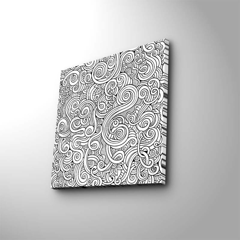 Canvastavla 45x45 cm - Svartvitt mönster med svängda linjer och spiraler - Svart / Vitt - Inredning & dekor - Tavlor & konst - Canvastavla