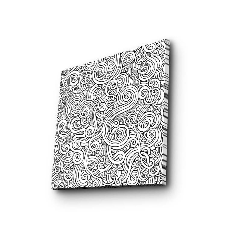 Canvastavla 45x45 cm - Svartvitt mönster med svängda linjer och spiraler - Svart / Vitt - Inredning & dekor - Tavlor & konst - Canvastavla