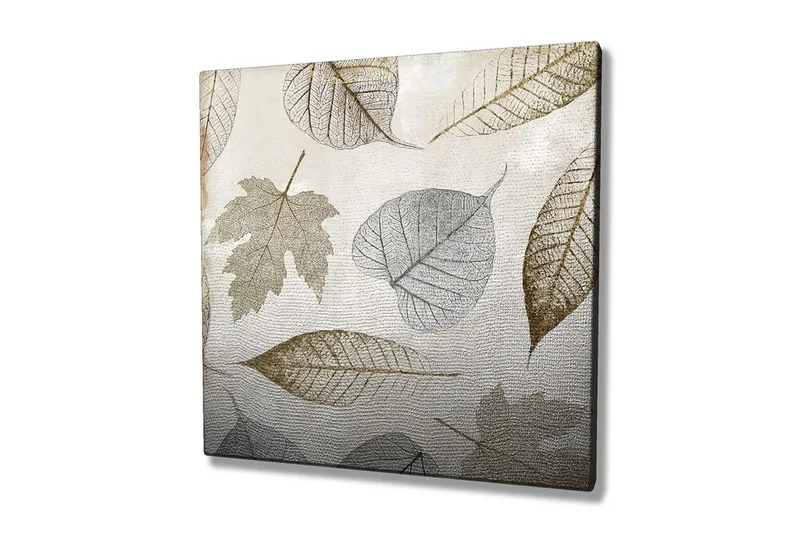 Canvastavla 45x45 cm - Torkade löv i subtila nyanser - Grå / Brun / Beige - Inredning & dekor - Tavlor & konst - Canvastavla