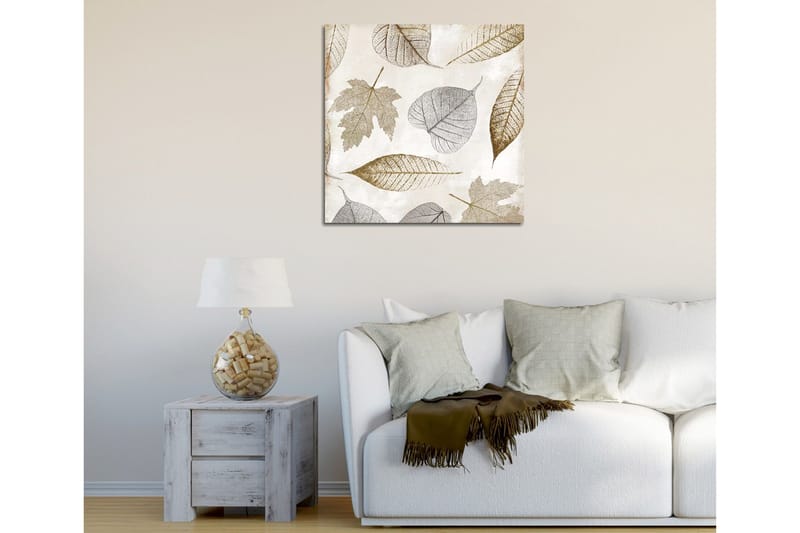 Canvastavla 45x45 cm - Torkade löv i subtila nyanser - Grå / Brun / Beige - Inredning & dekor - Tavlor & konst - Canvastavla