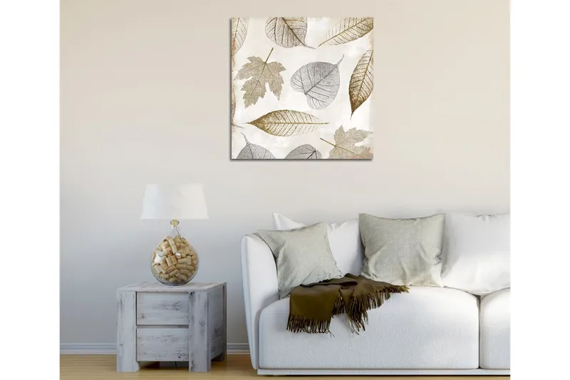 Canvastavla 45x45 cm - Torkade löv i subtila nyanser - Grå / Brun / Beige - Inredning & dekor - Tavlor & konst - Canvastavla
