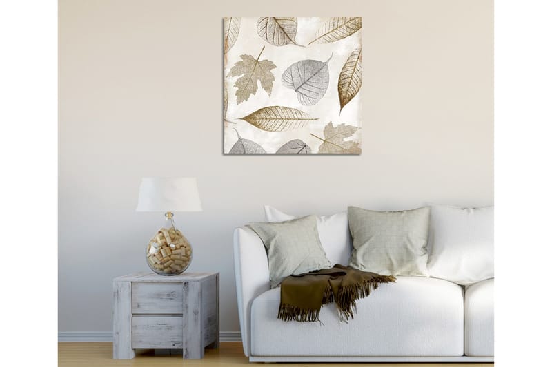 Canvastavla 45x45 cm - Torkade löv i subtila nyanser - Grå / Brun / Beige - Inredning & dekor - Tavlor & konst - Canvastavla