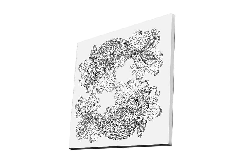 Canvastavla 45x45 cm - Två stiliserade fiskar i en dynamisk komposition - Svart / Vitt - Inredning & dekor - Tavlor & konst - Canvastavla