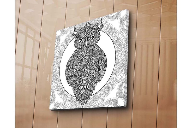 Canvastavla 45x45 cm - Uggla med intrikata mönster i svart och vitt - Svart / Vitt - Inredning & dekor - Tavlor & konst - Canvastavla