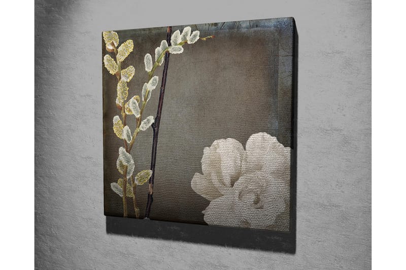 Canvastavla 45x45 cm - Vacker komposition av blommor och kvistar - Vit / Grå / Beige - Inredning & dekor - Tavlor & konst - Canvastavla
