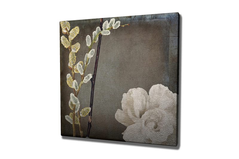 Canvastavla 45x45 cm - Vacker komposition av blommor och kvistar - Vit / Grå / Beige - Inredning & dekor - Tavlor & konst - Canvastavla