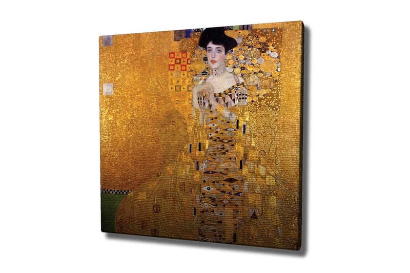 Canvastavla 45x45 cm - Porträtt av en kvinna i en gyllene klänning med dekorativa mönster - Guld / Svart / Vit - Inredning & dekor - Tavlor & konst - Canvastavla