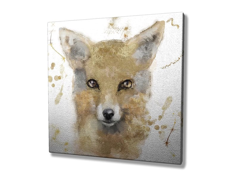Canvastavla 45x45 cm - Porträtt av en räv med mjuka penseldrag - Guld / Beige / Svart - Inredning & dekor - Tavlor & konst - Canvastavla