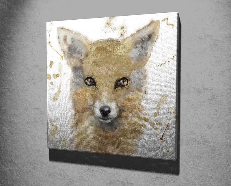 Canvastavla 45x45 cm - Porträtt av en räv med mjuka penseldrag - Guld / Beige / Svart - Inredning & dekor - Tavlor & konst - Canvastavla