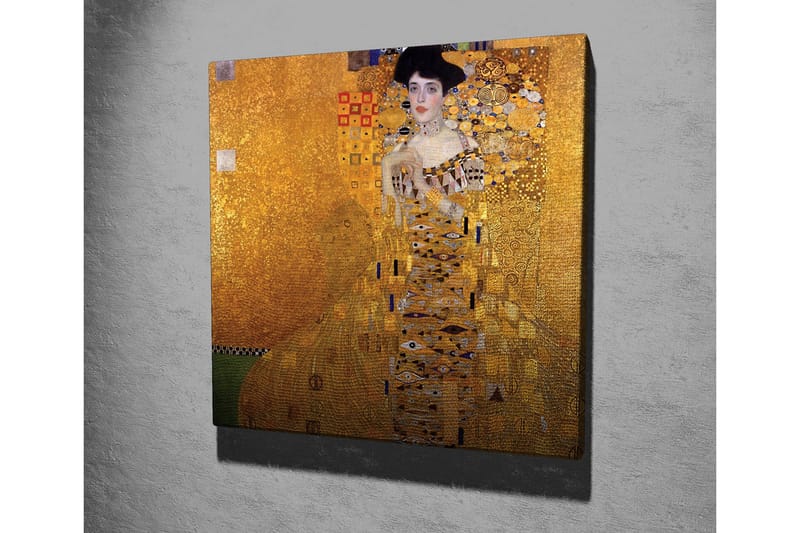 Canvastavla 45x45 cm - Porträtt av en kvinna i en gyllene klänning med dekorativa mönster - Guld / Svart / Vit - Inredning & dekor - Tavlor & konst - Canvastavla