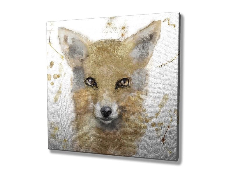 Canvastavla 45x45 cm - Porträtt av en räv med mjuka penseldrag - Guld / Beige / Svart - Inredning & dekor - Tavlor & konst - Canvastavla