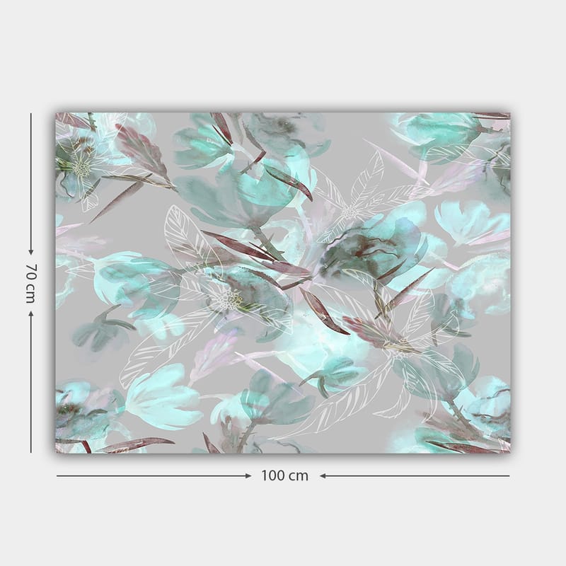 Canvastavla 70x100 cm - Abstrakt blommotiv i mjuka pastellfärger - Aqua / Grå / Brun - Inredning & dekor - Tavlor & konst - Canvastavla