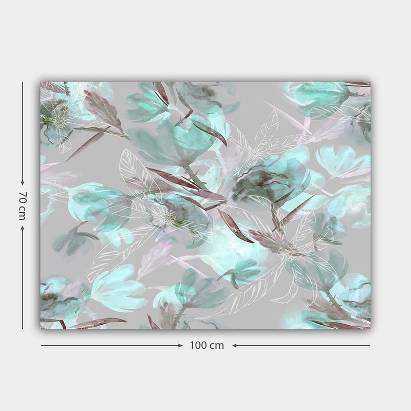 Canvastavla 70x100 cm - Abstrakt blommotiv i mjuka pastellfärger - Aqua / Grå / Brun - Inredning & dekor - Tavlor & konst - Canvastavla