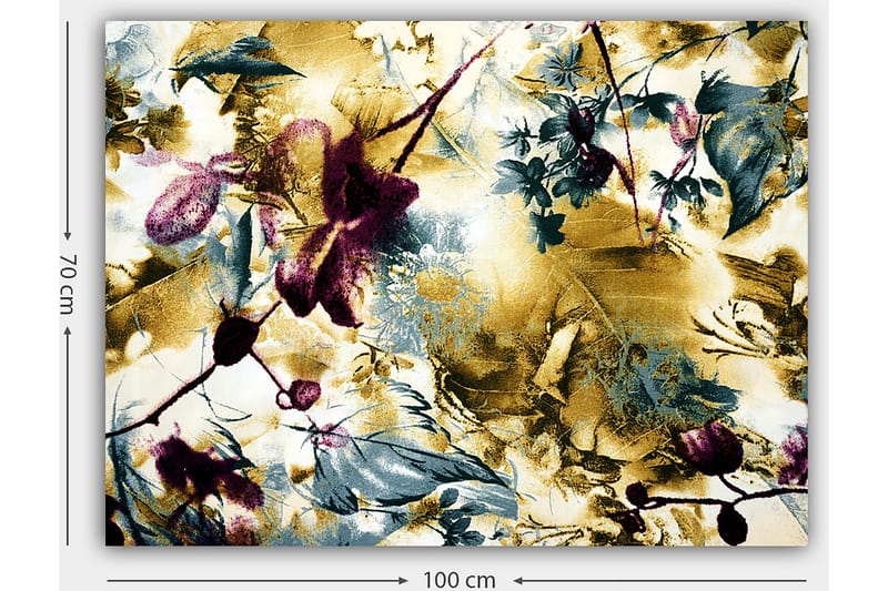 Canvastavla 70x100 cm - Abstrakt blomsterdesign med inslag av guld och djupa färger - Guld / Mörkröd / Grön - Inredning & dekor - Tavlor & konst - Canvastavla