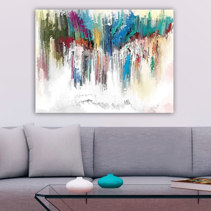 Canvastavla 70x100 cm - Abstrakt färgexplosion med inslag av blått och rött - Blå / Röd / Grön - Inredning & dekor - Tavlor & konst - Canvastavla