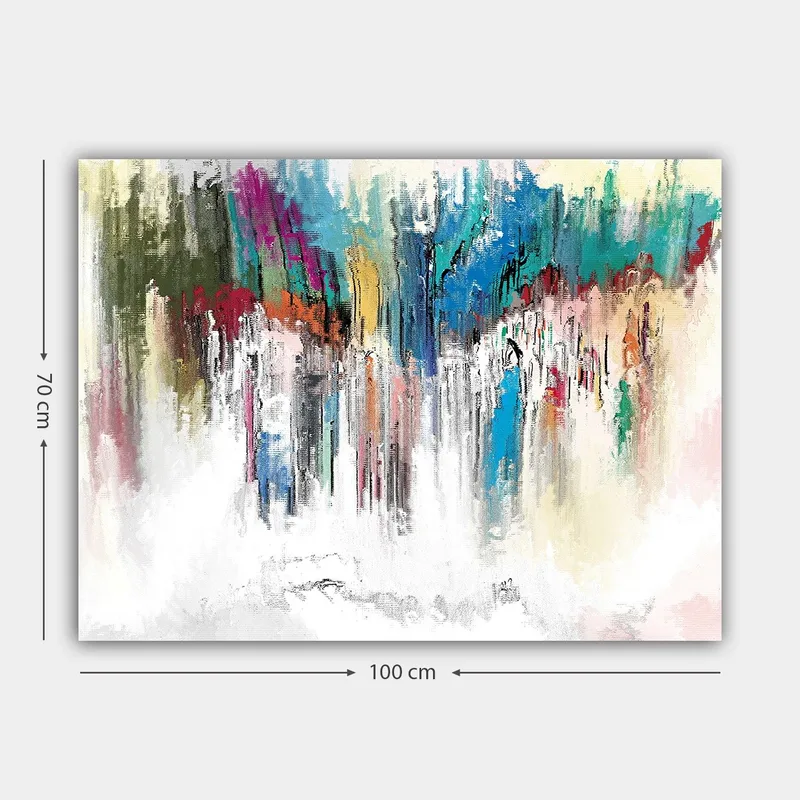 Canvastavla 70x100 cm - Abstrakt färgexplosion med inslag av blått och rött - Blå / Röd / Grön - Inredning & dekor - Tavlor & konst - Canvastavla