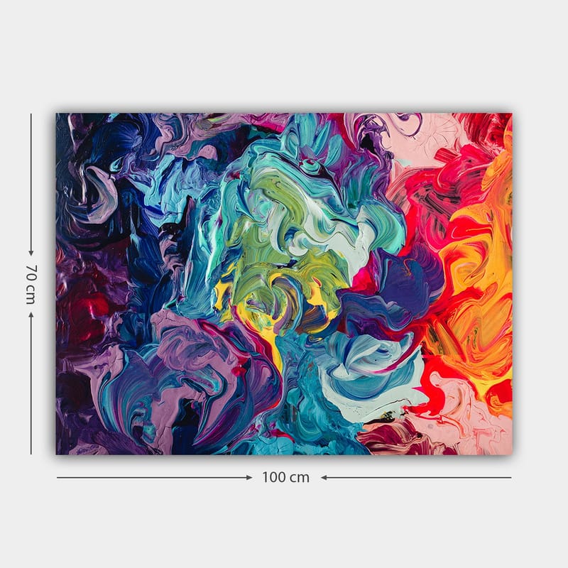 Canvastavla 70x100 cm - Abstrakt färgexplosion med virvlande mönster och dynamiska former - Blå / Grön / Röd - Inredning & dekor - Tavlor & konst - Canvastavla