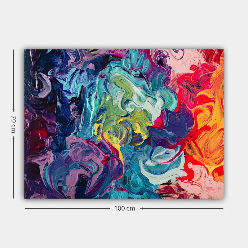 Canvastavla 70x100 cm - Abstrakt färgexplosion med virvlande mönster och dynamiska former - Blå / Grön / Röd - Inredning & dekor - Tavlor & konst - Canvastavla